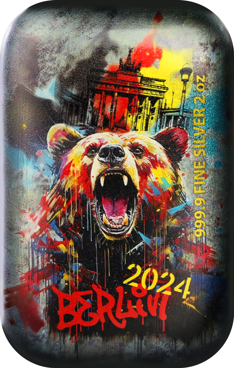 Germania Mint 2024 Silberbarren 2 oz Bär Berlin Sonderausgabe WMF Bearlin 2 oz