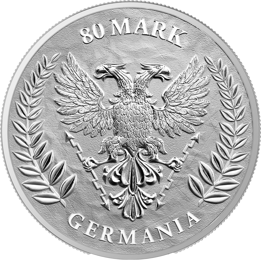Germania Mint Silber 1 kg 2025 999 Silber Feinsilber 80 Mark mit Zertifikat und Holzbox