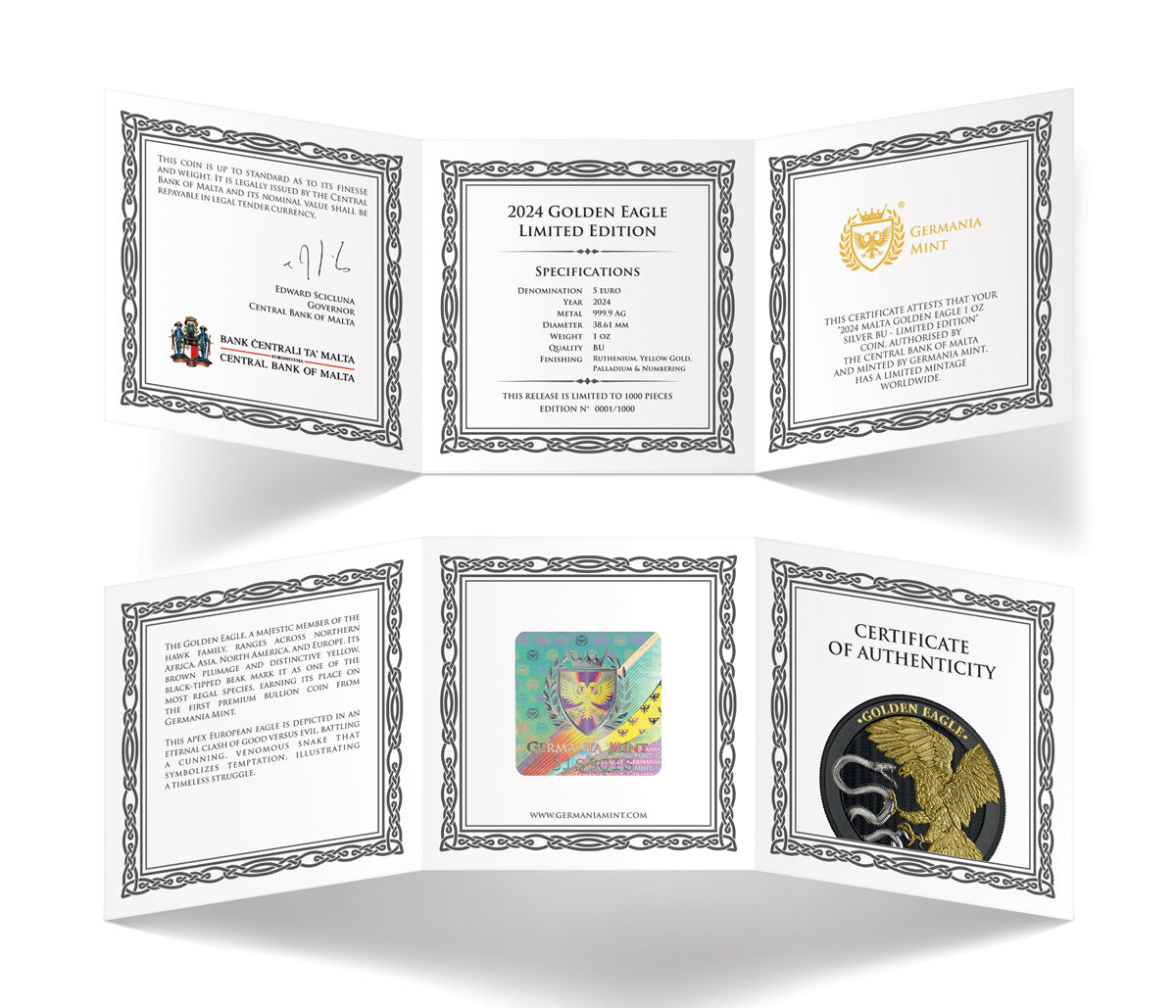 Germania Mint 2024 Malta Golden Eagle 5 Euro 1 oz Silver BU – Limited Edition