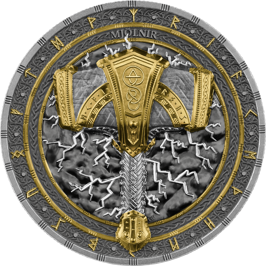 Artefacts Mjölnir 2025 - 2 Oz Silber Ultra High Relief Gilded