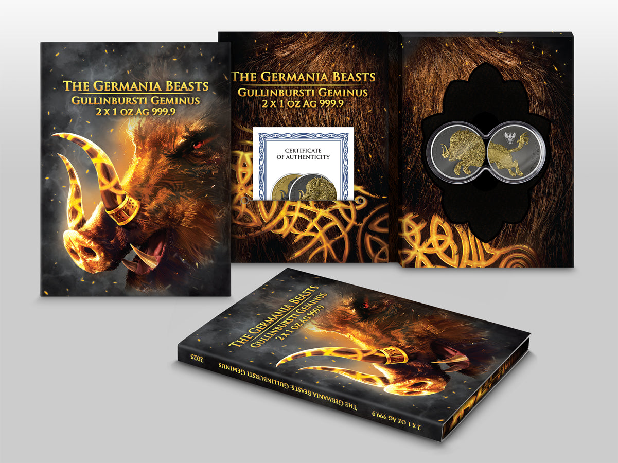 Germania Beasts Gullinbursti 2 x 1 oz Silver BU 2025 Yellow Gold, Ruthenium, Silver