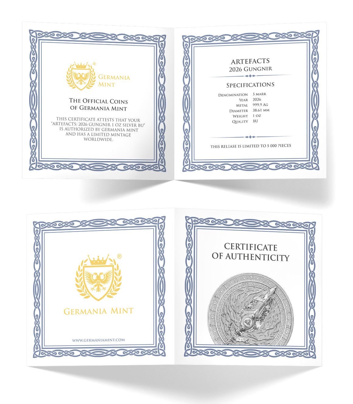 Germania Mint Silber 1 oz BU 2026 Artefacts Gungnir mit Zertifikat