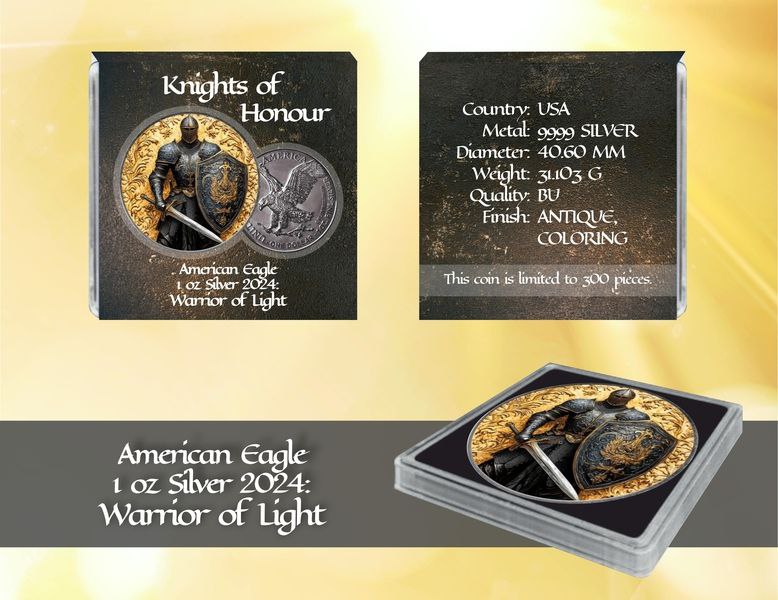 American Eagle Knights of Honour Warrior of Light Color Farbe 1 oz Silber 2024