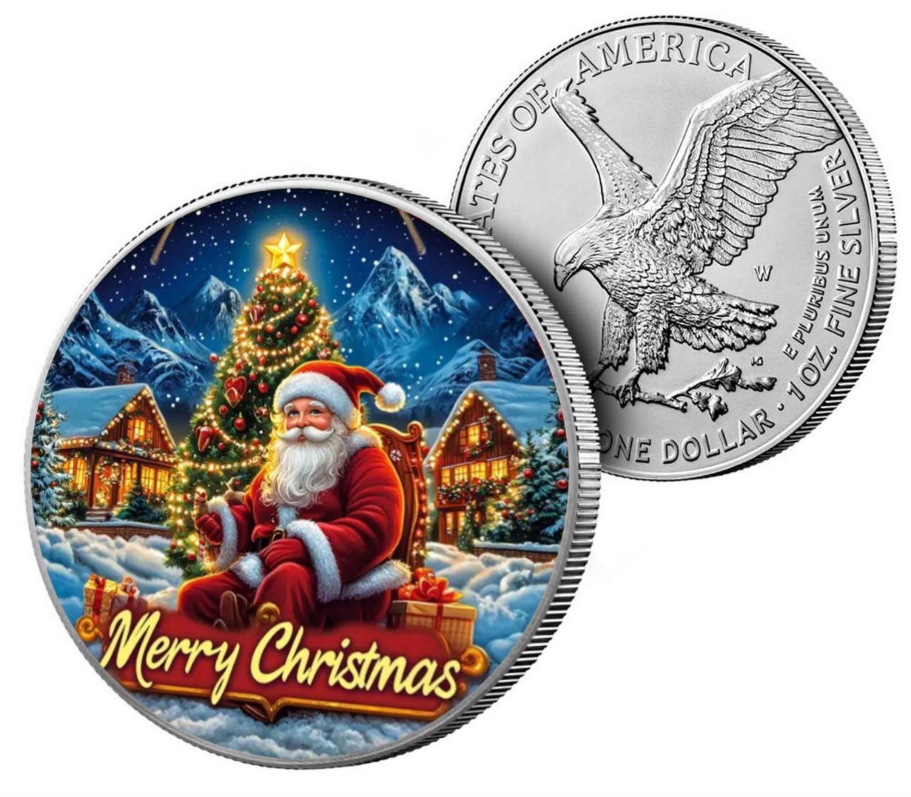 American Eagle 1 oz Silber 2024 Mery Christmas Nikolaus Farbe*