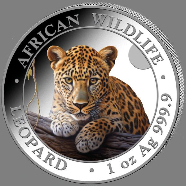 Somalia African Wildlife Leopard 2025 - 1 Oz Silber Color
