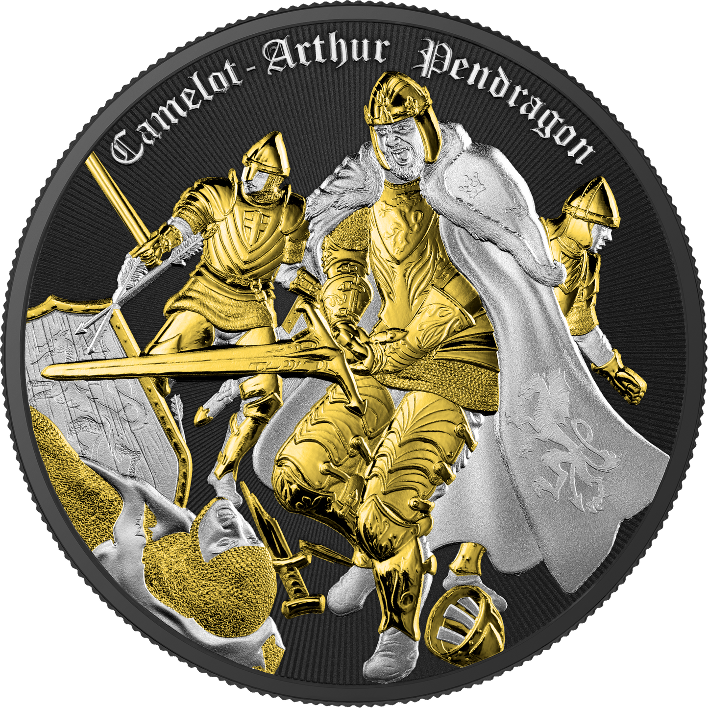 ARTHUR PENDRAGON Camelot Gilded 1 Oz Silbermünze 2$ Niue 2023