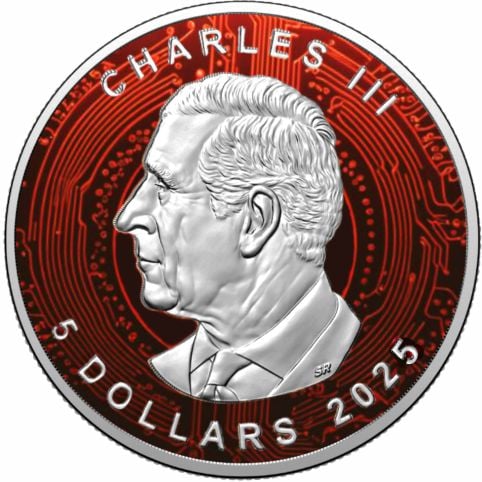 Kanada Maple Leaf Bitcoin Color 1oz Silber 2025 in Farbe