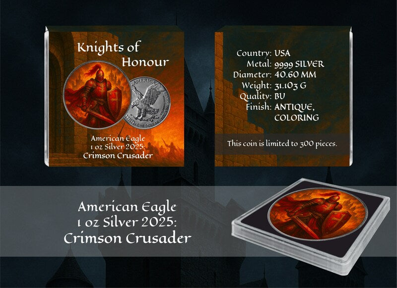 American Eagle Knights of Honour Crimson Crusader Color Farbe 1 oz Silber 2025
