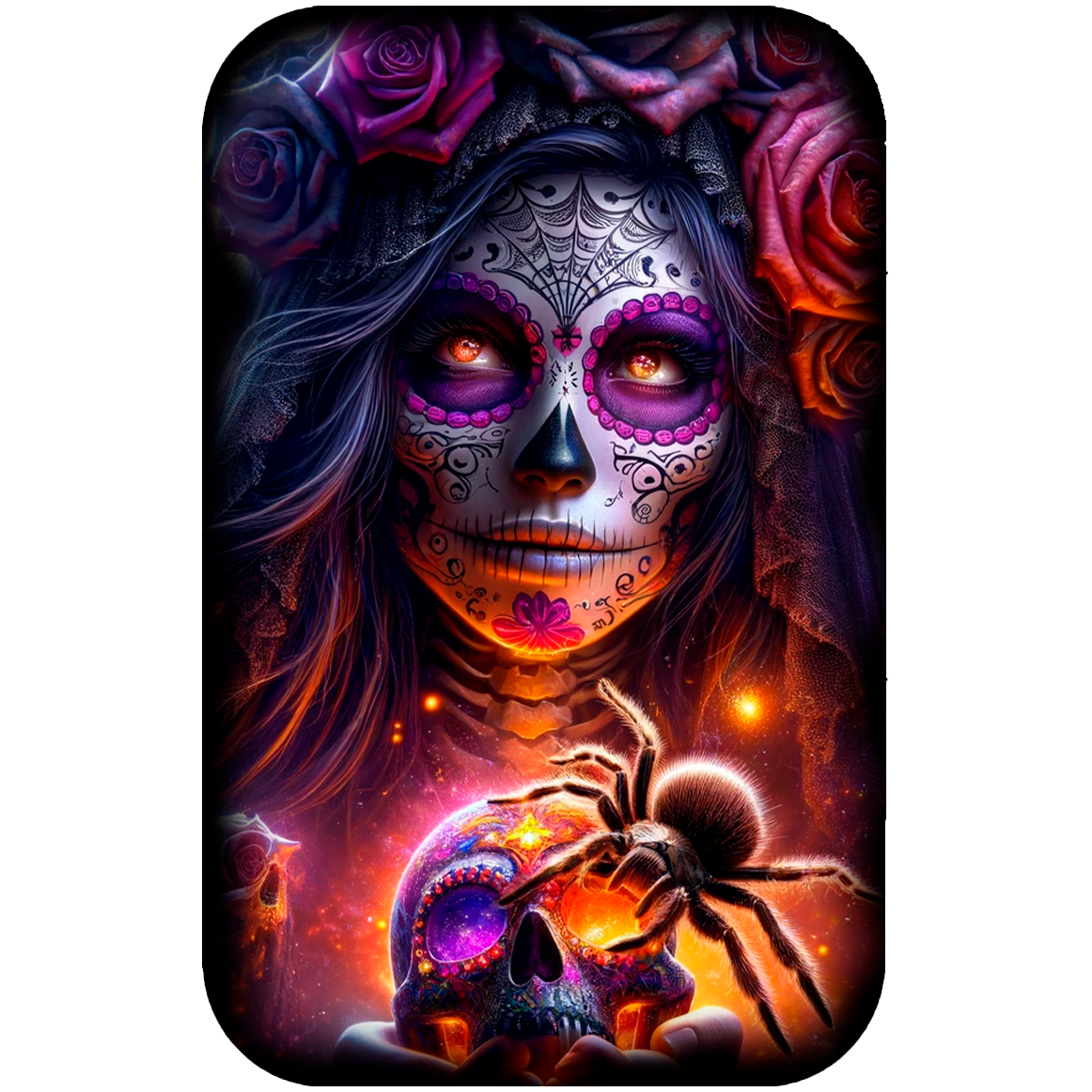 Dia de los Muertos & Spinne - Silberbarren 2 oz koloriert Asturmint