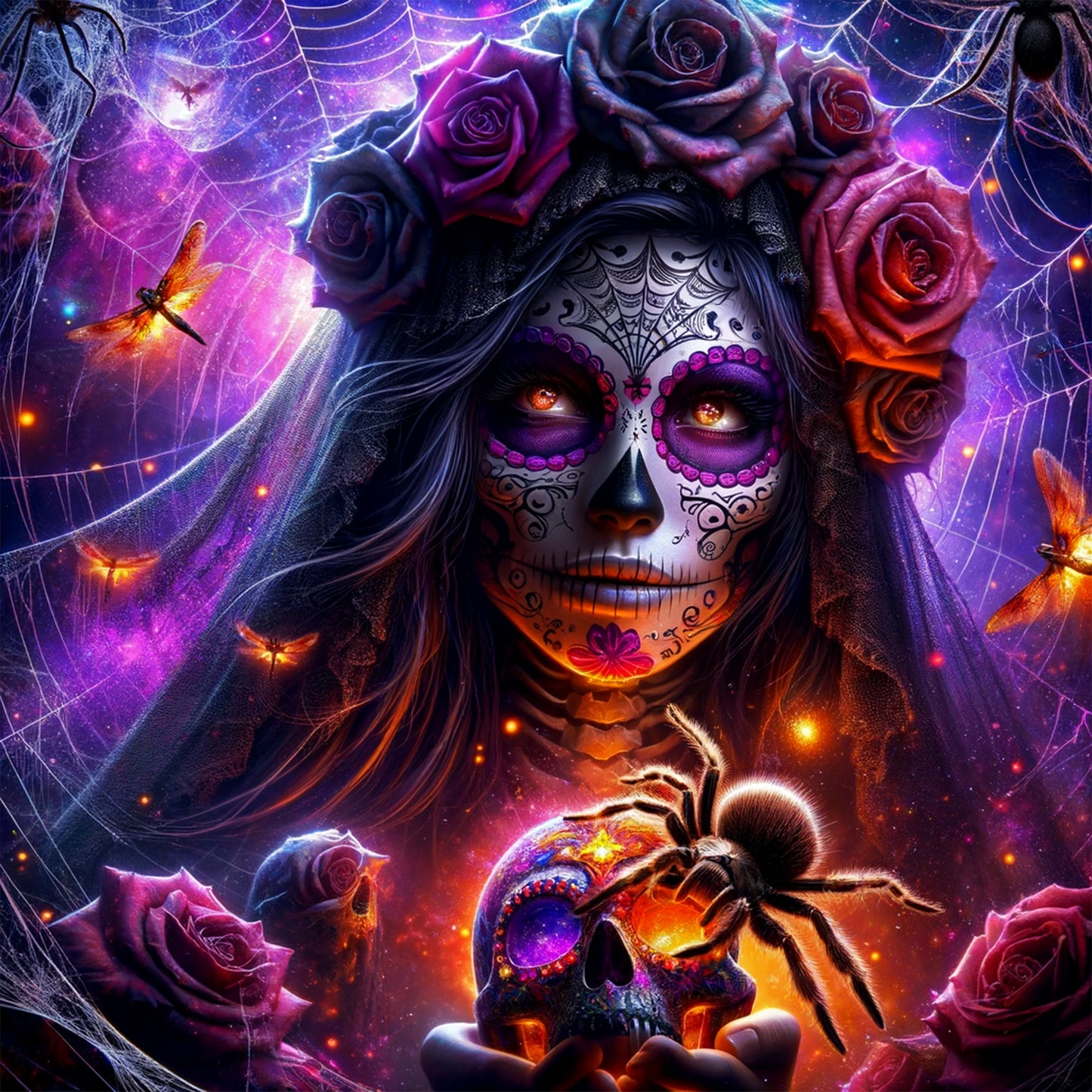 Dia de los Muertos & Spinne - Silberbarren 2 oz koloriert Asturmint
