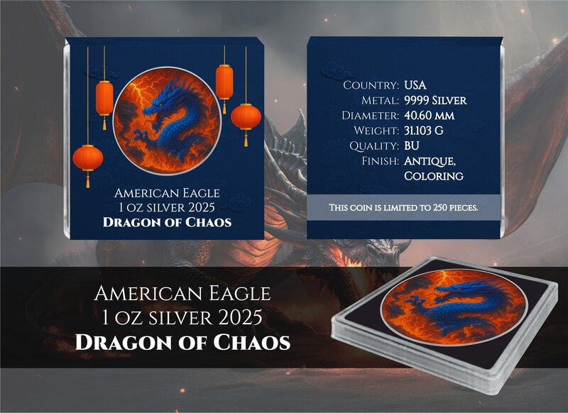 American Eagle Dragon Of Chaos Color 1 oz Silber 2025