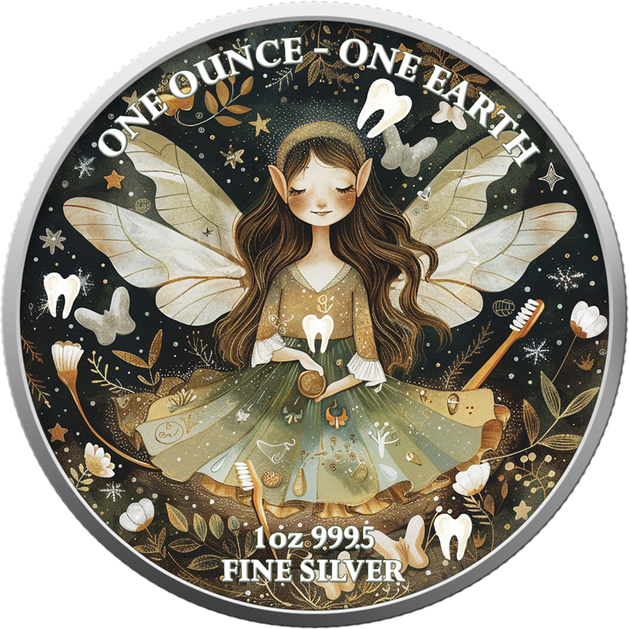ZAHNFEE 1 oz One Earth Coloured Silbermünze 1$ Fidschi 2022
