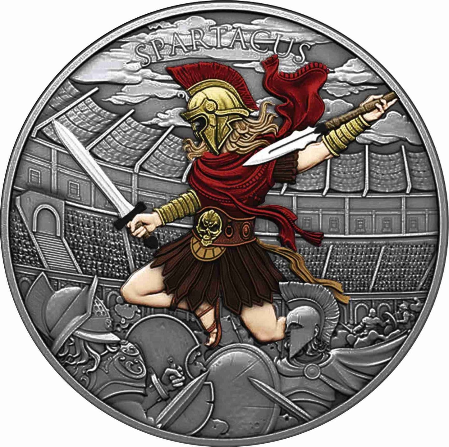 Spartacus Legendary Warriors 1 oz Silber in Antikfarbe