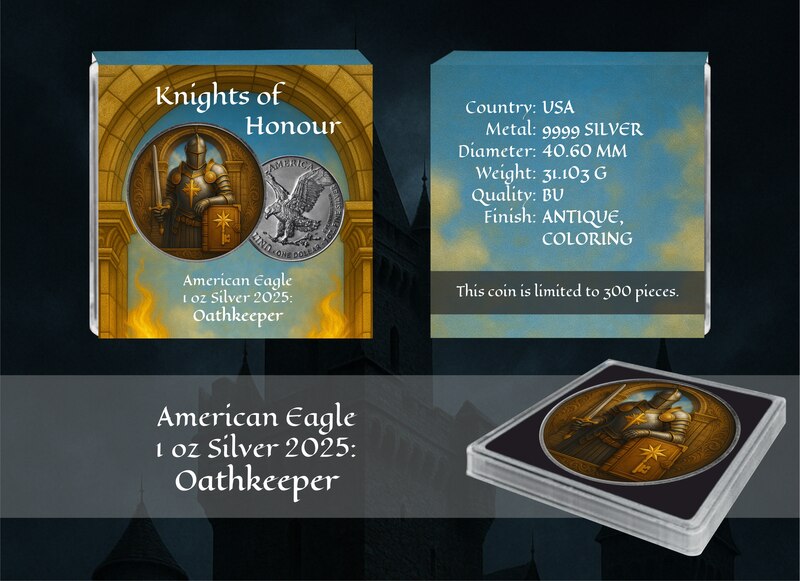 American Eagle Knights of Honour Oathkeeper Color Farbe 1 oz Silber 2025