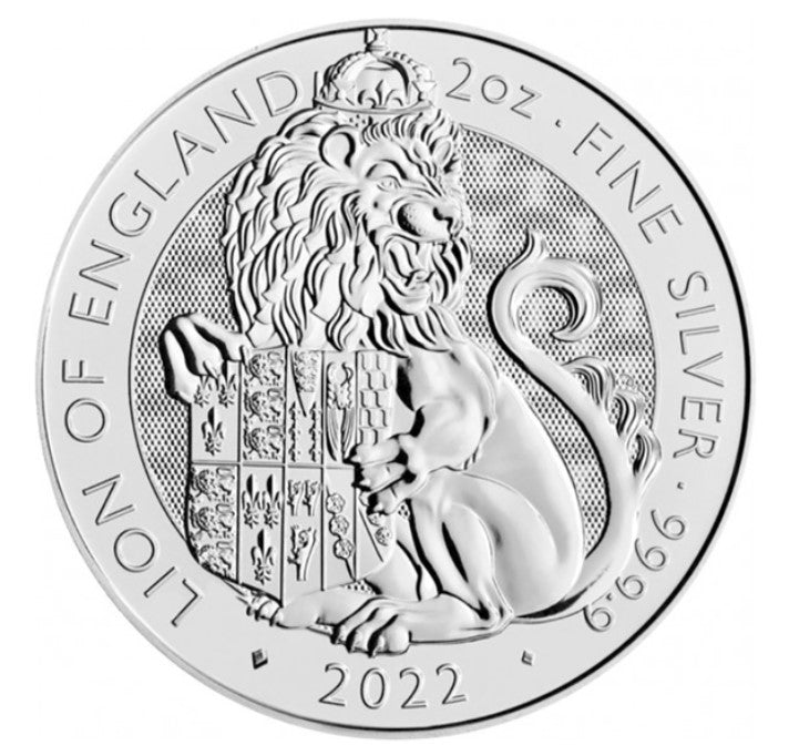 Royal Tudor Beasts Löwe 2022 - 2 Oz * Ja Silbermünzen