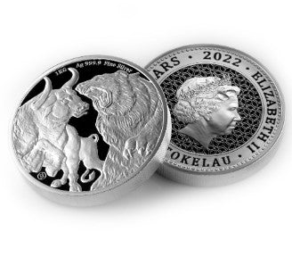 1 Kg Bull & Bear Silbermünze Tokelau 2022 * Silbermünzen