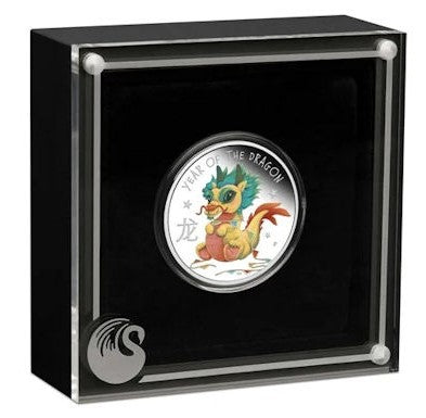 Tuvalu - Baby Lunar Drache 2024 - 1/2 Oz Silber PP Color