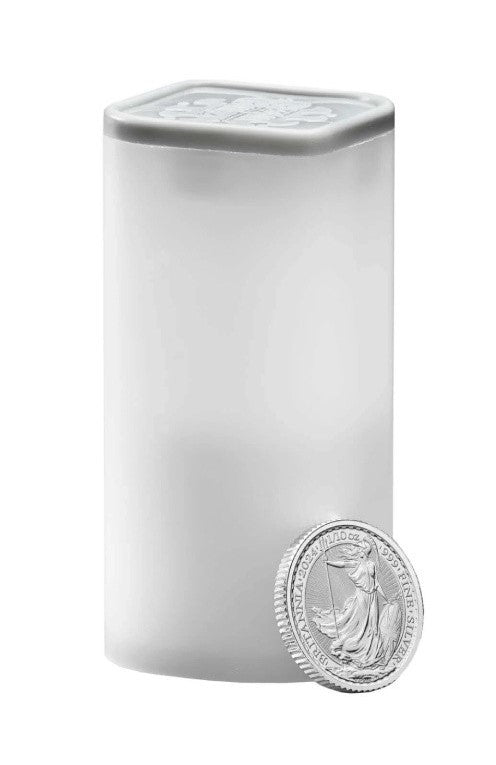 16 x Britannia 2026 Charles Silbermünze 1/10 oz in der Tube