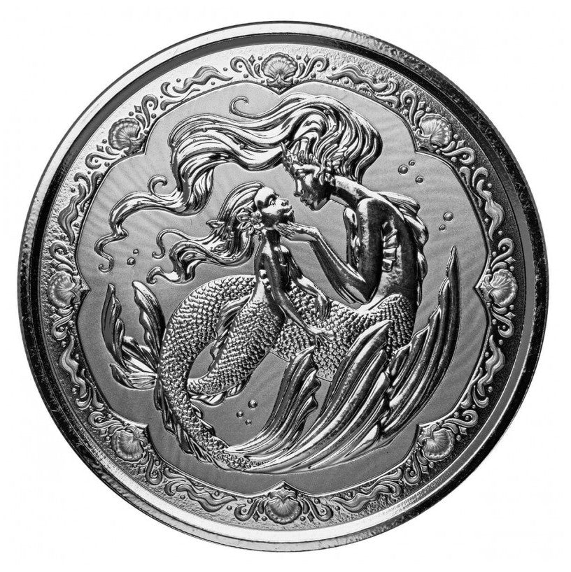 Silbermünze 1 oz BU Pacific Mermaid (Meerjungfrau) Mutter und Tochter 2023 Samoa *