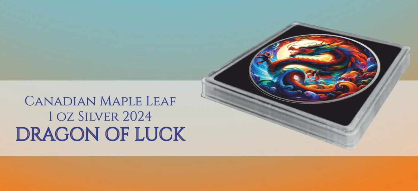 Kanada Maple Leaf Dragon Of Luck Color 1oz Silber 2024 in Farbe*