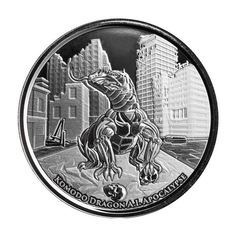 Tokelau 2022 - Komodo Dragon A.I Apocalypse Ag999 1oz Silbermünze Proof-Like*