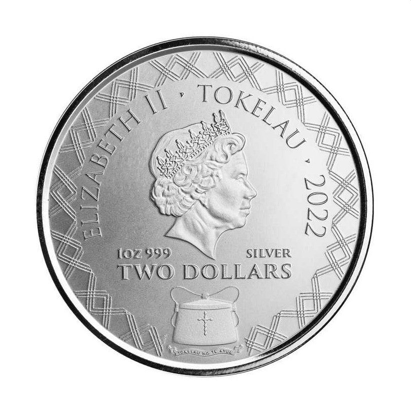 Tokelau 2022 - Komodo Dragon A.I Apocalypse Ag999 1oz Silbermünze Proof-Like*