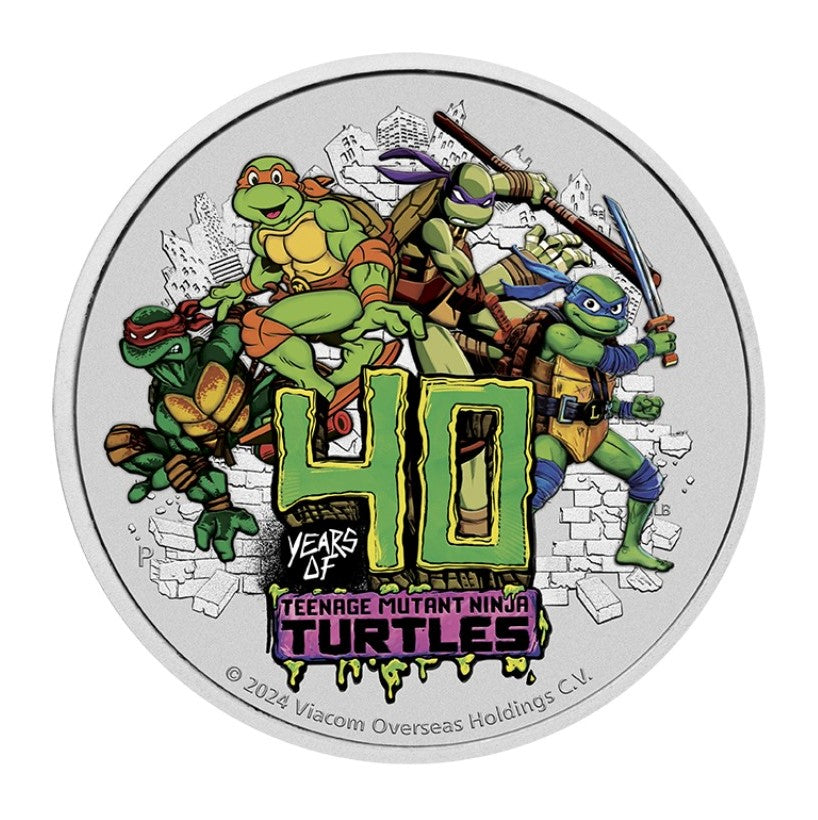 Teenage Mutant Ninja Turtles Silbermünze 1 oz Tuvalu 2024 BU Coin Card - 1 AU$ - Perth Mint Premium Anlagemünze*