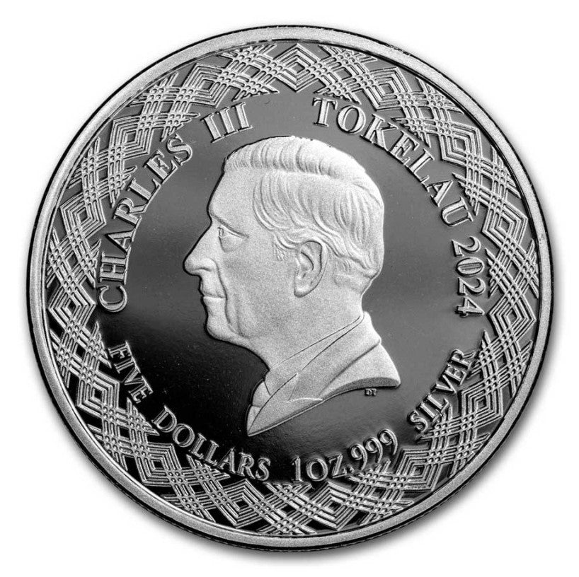 Tokelau Langflossen Wimpelfisch 2024 Silbermünze 1 oz schönes Fisch Motiv*