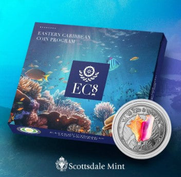 Eastern Caribbean 1 Oz Silbermünze 2023, St. Kitts and Nevis Color