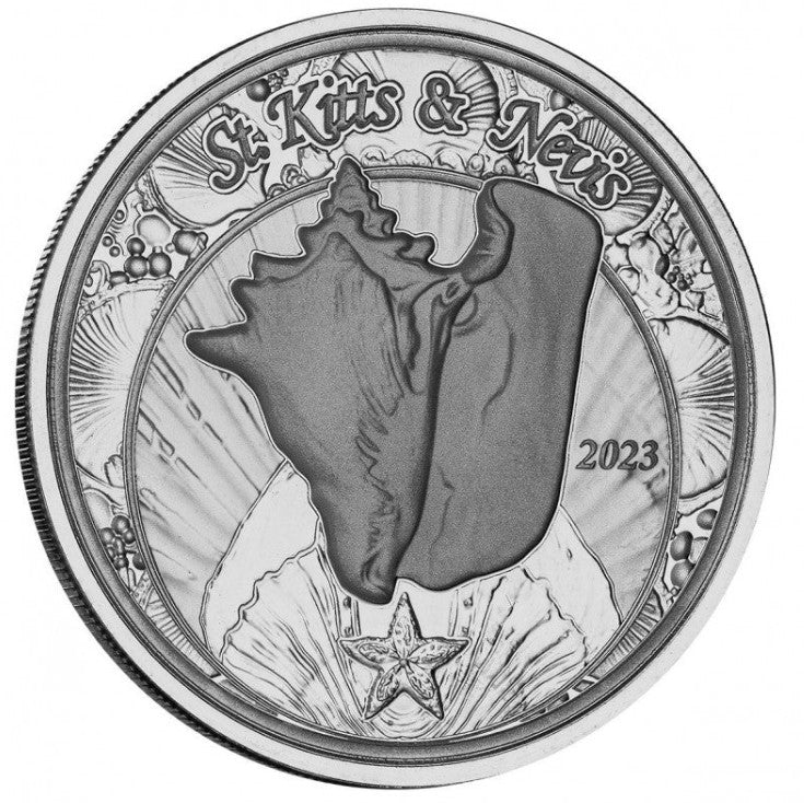 Eastern Caribbean 2023, St. Kitts and Nevis EC8, 1 Oz Silbermünze Muschel