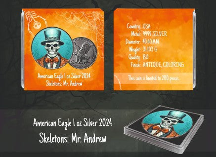 USA American Eagle Skeletons Mr. Andrew Color 1 oz Silber 2024 in Farbe*