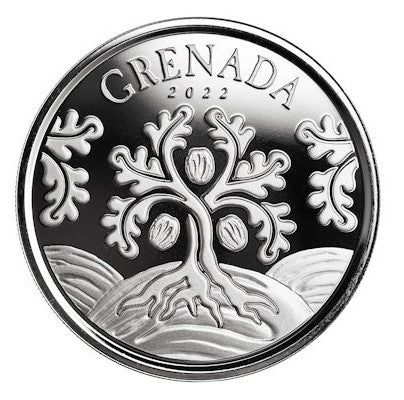 Grenada - 2 Dollar EC8_5 Muskatnussbaum (Nutmeg Tree) 2022 - 1 Oz Silber
