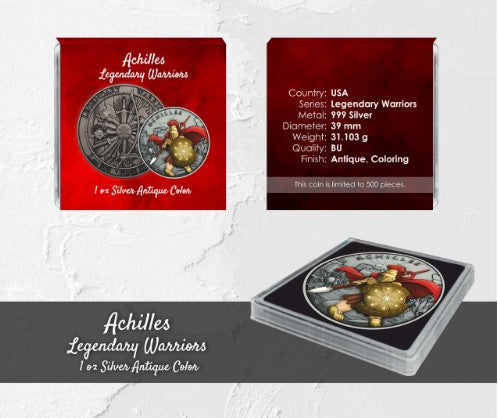 Achilles Legendary Warriors 1 oz Silber in Antikfarbe*