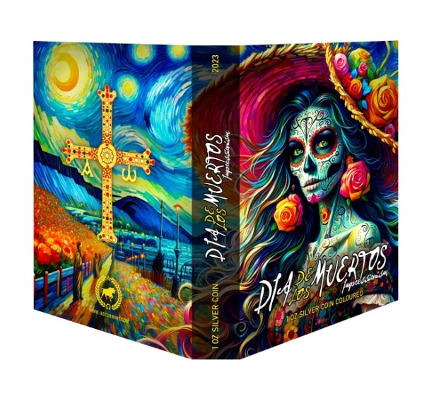 Mexico Dia de los Muertos Impressionismus 1 oz Silbermünze koloriert 2023