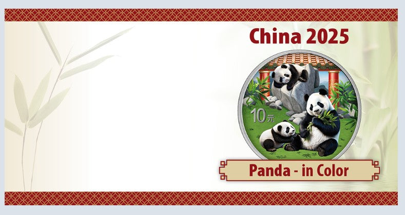 China Panda coloriert / farbig - 30 Gramm Silbermünze 2025