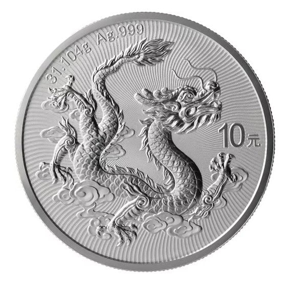 China Drache Silbermünze 1 oz 999 Silber neue China Serie 2025