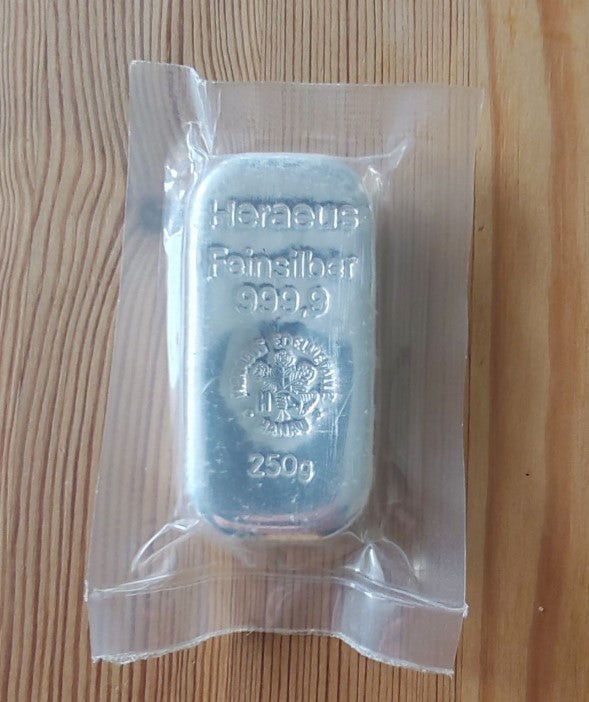 Heraeus Silberbarren 250 Gramm Gussbarren