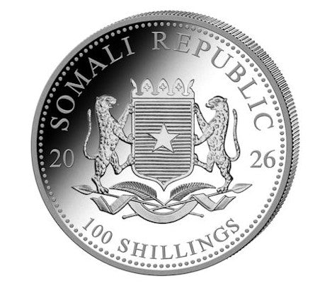 Somalia - African Wildlife Elefant 2026 - 1 Oz Silber Gilded