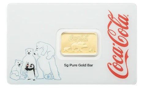 5 Gramm Goldbarren - Festlicher Coca-Cola-Eisbär**