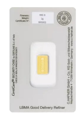 Goldbarren 2 Gramm C. Hafner**