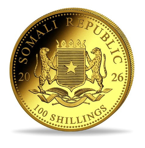 Somalia Elefant 2026 Goldmünze 1/10 oz - Original Kapsel **