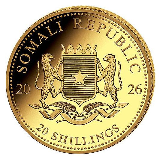 Goldmünze 0,5 Gramm Somalia Elefant PP 2026 African Wildlife