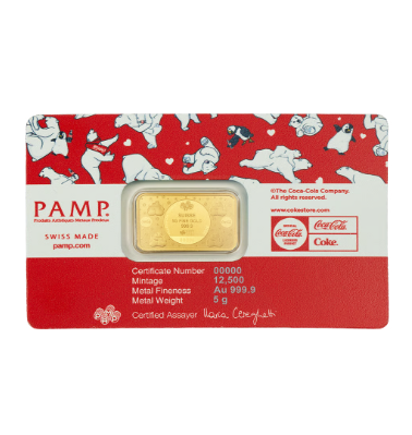 PAMP 5 Gramm Goldbarren - Festlicher Coca-Cola-Eisbär 3 Au999**