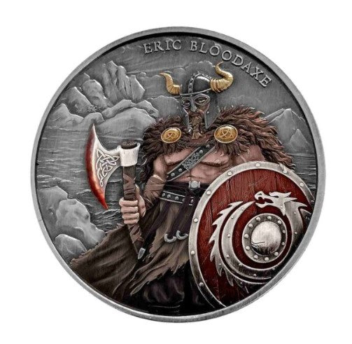 Eric Bloodaxe Legendary Warriors 1 oz Silber in Antikfarbe