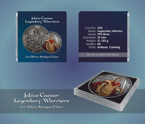 Julius Caesar Legendary Warriors 1 oz Silber in Antikfarbe*