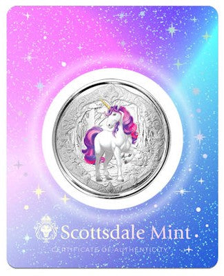Silbermünze 1 oz (Unicorn) Veloria 2024 Ag999 1 Oz PP Color Einhorn