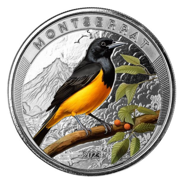 Eastern Caribbean 2023, Montserrat Color EC8, 1 Oz Silbermünze Vogel*