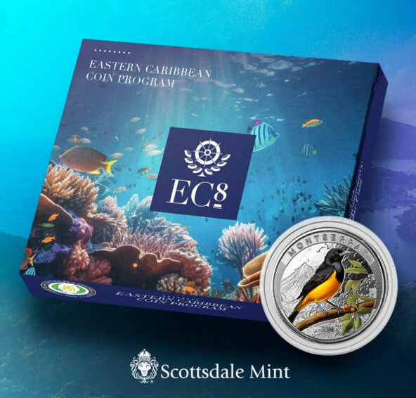 Eastern Caribbean 2023, Montserrat Color EC8, 1 Oz Silbermünze Vogel*