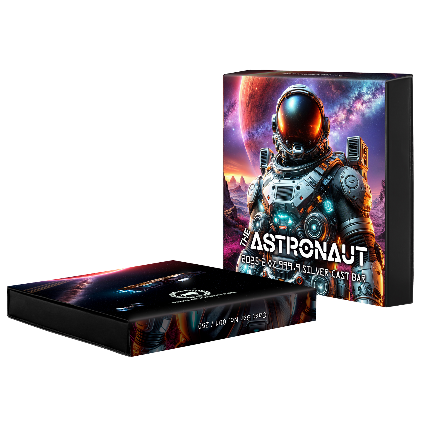 Astronaut 999,9 Silberbarren 2 oz koloriert Asturmint 2025