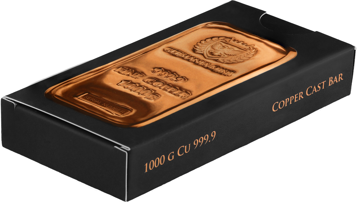 Germania Mint - 1 kg Kupferbarren - In Folie eingeschweißt und original Karton